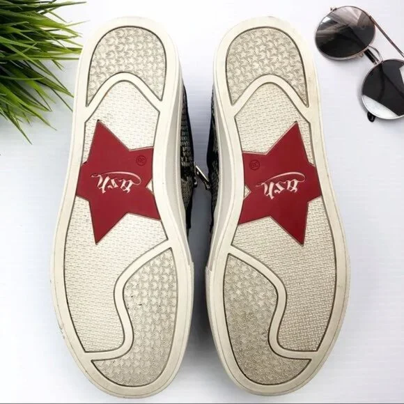 Ash Jordy black and gray Snake-Print leather platform Sneakers 6.5 - Picture 5 of 9